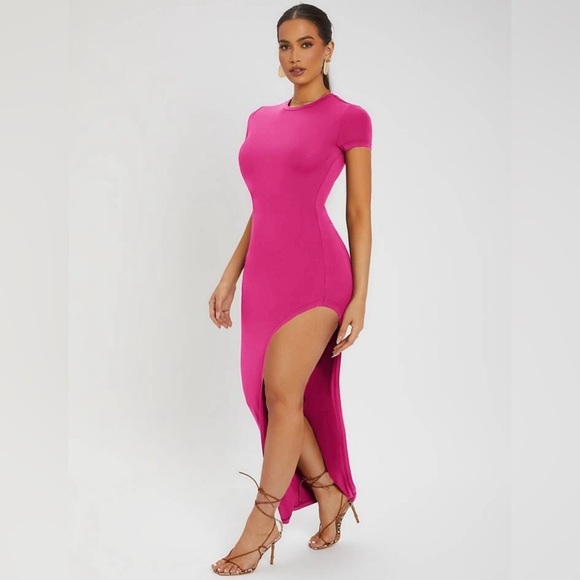 NWOT SHEIN Solid Split Thigh Bodycon Dress - Picture 3 of 8
